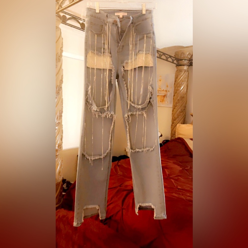 Rhinestone Denim Jeans